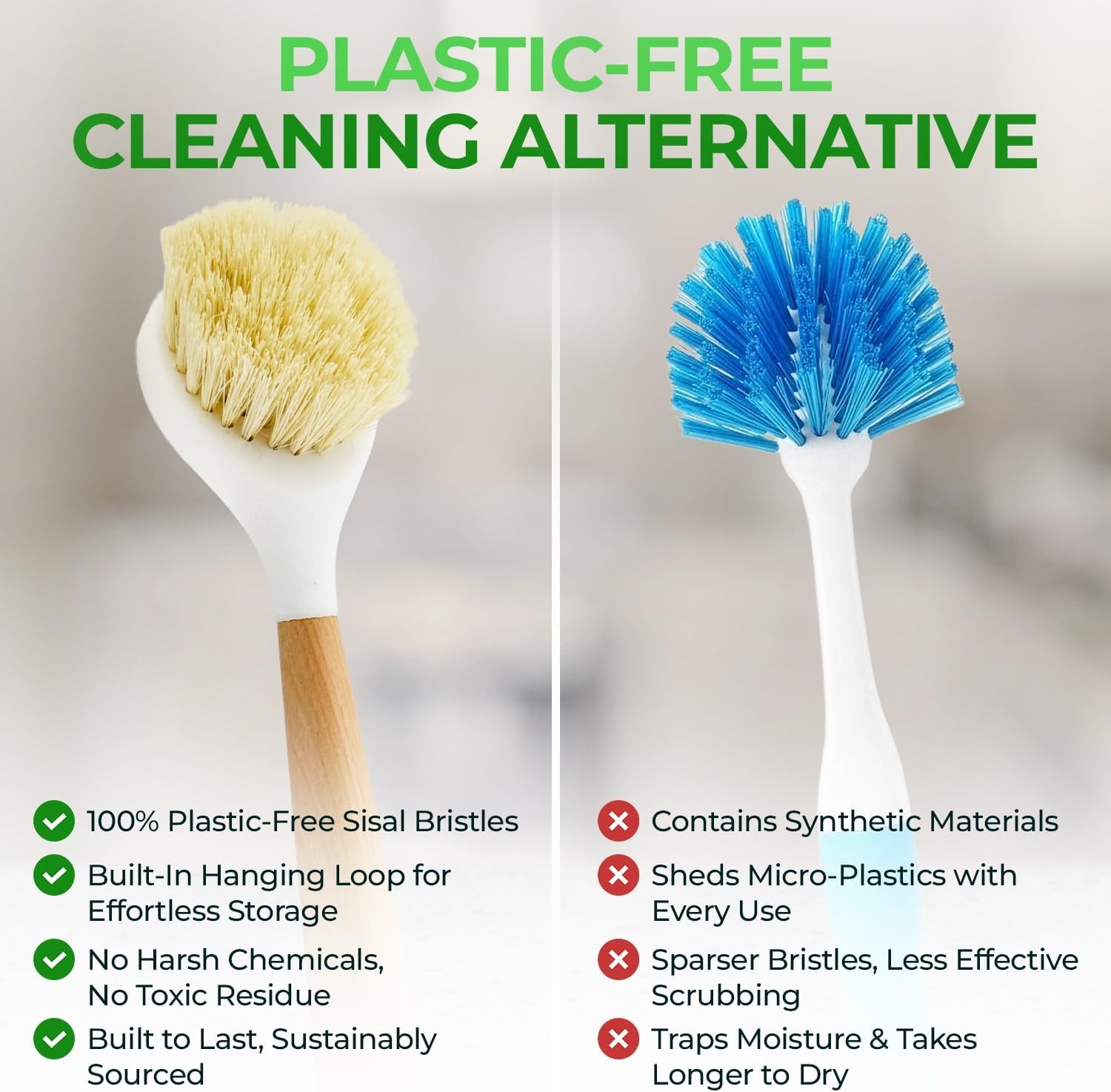 Wood Handle Kitchen Cleaning Brushes for Dishes, Pots and Pans Daily Washing
