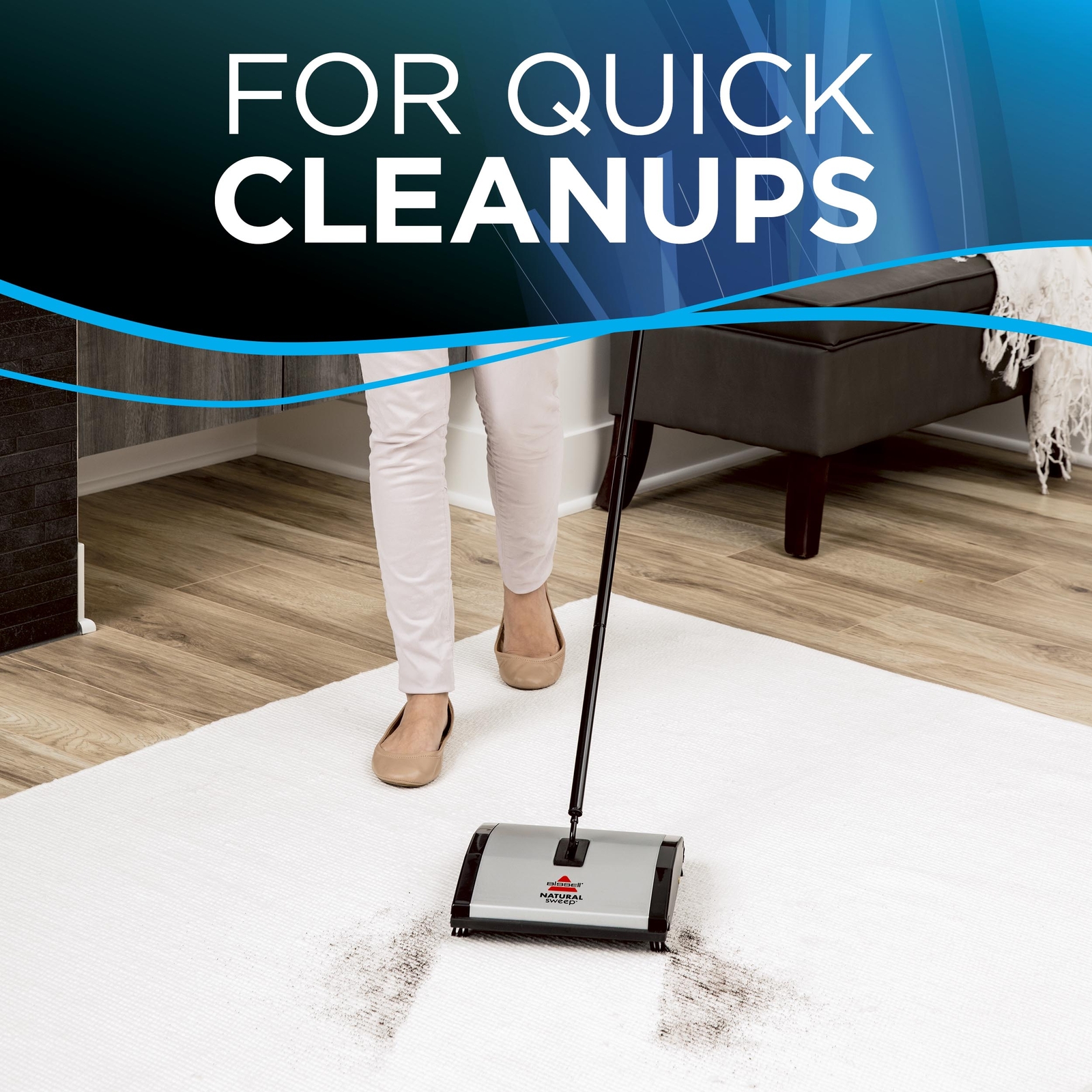 Bissell Natural Sweep Carpet & Floor Manual Light Sweeper Dual Rotating Brushes