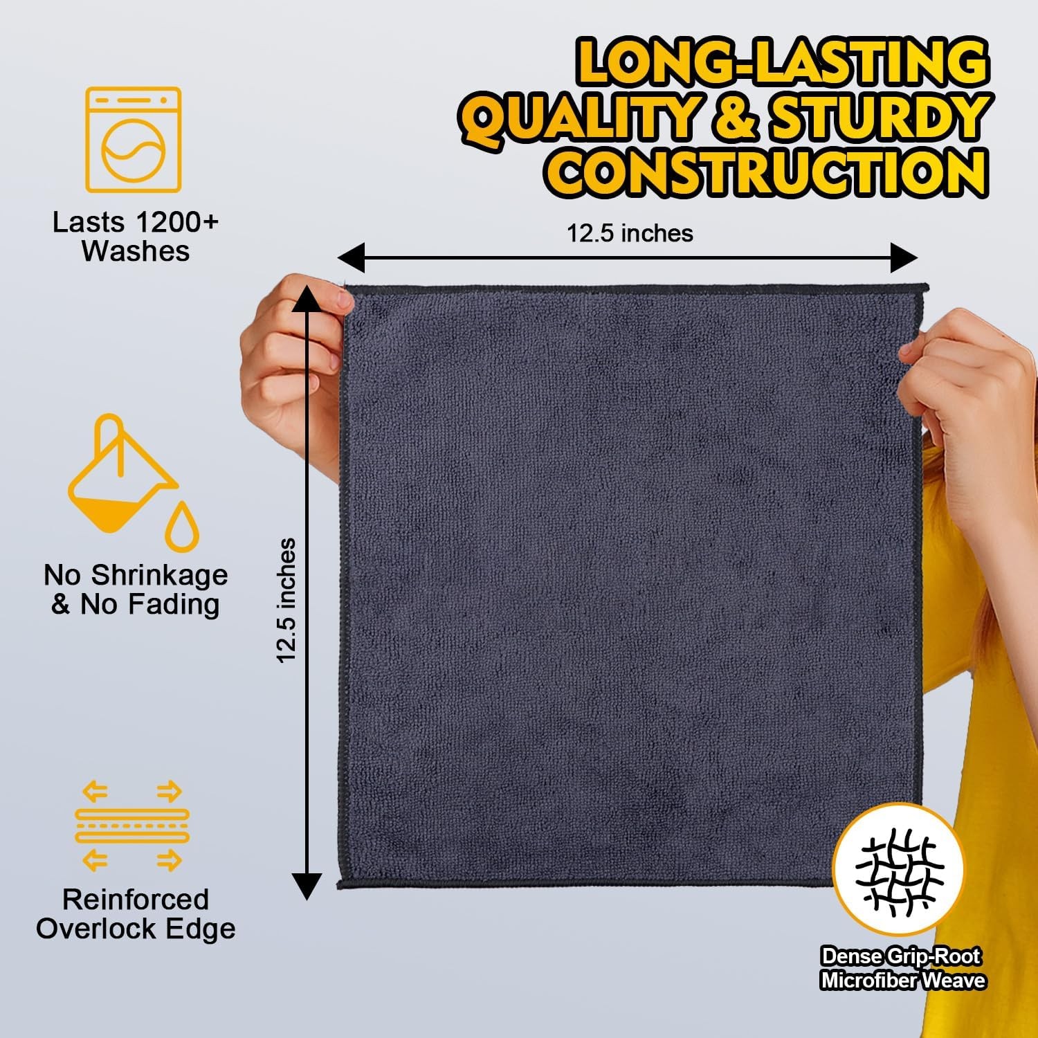 Microfiber Cleaning Cloth 12 Pack, 12.5 x 12.5 inch Microfiber Towels for Cars,