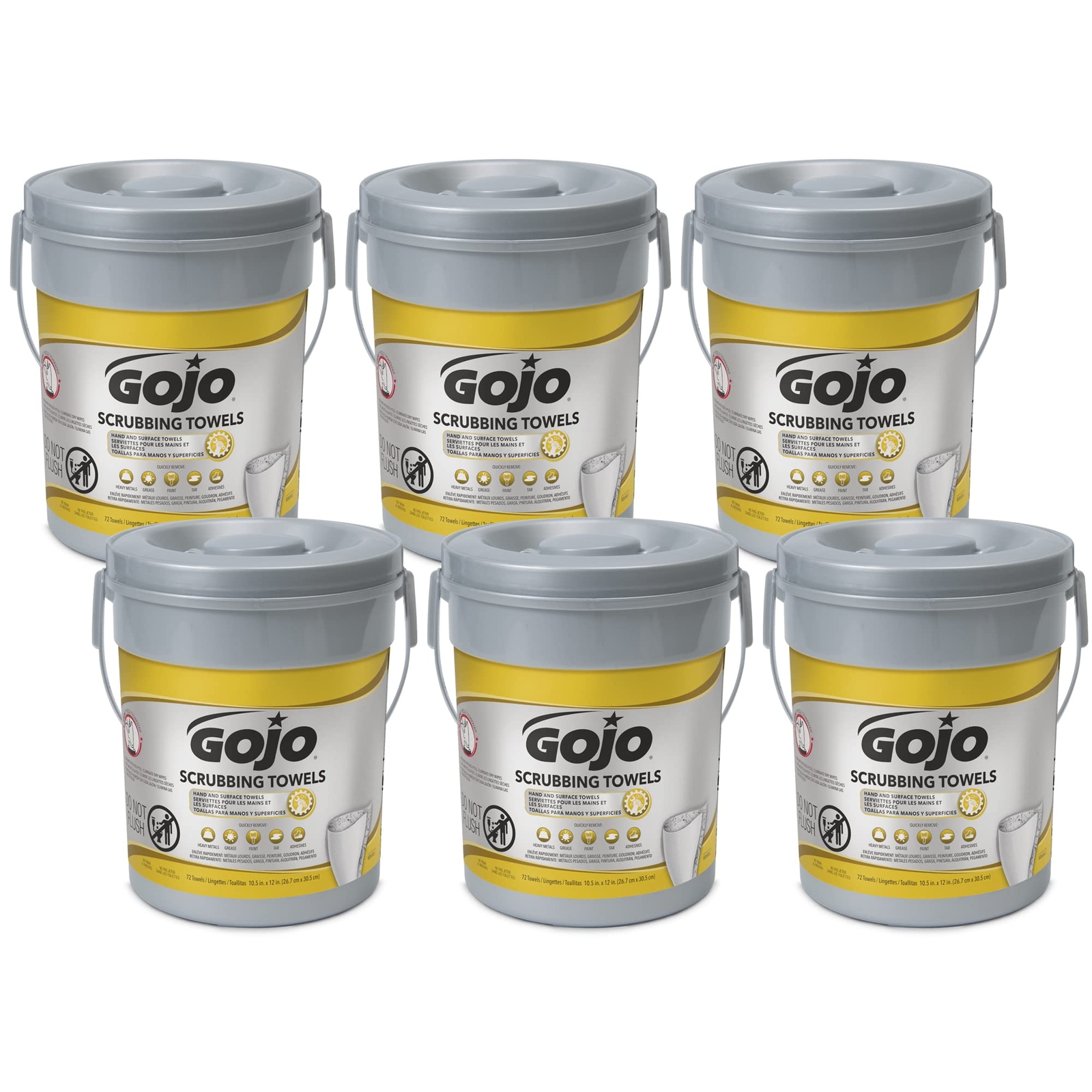 GOJO Hand and Surface Scrubbing Towels 72 Count Pack of 6 Extra Large Citrus …