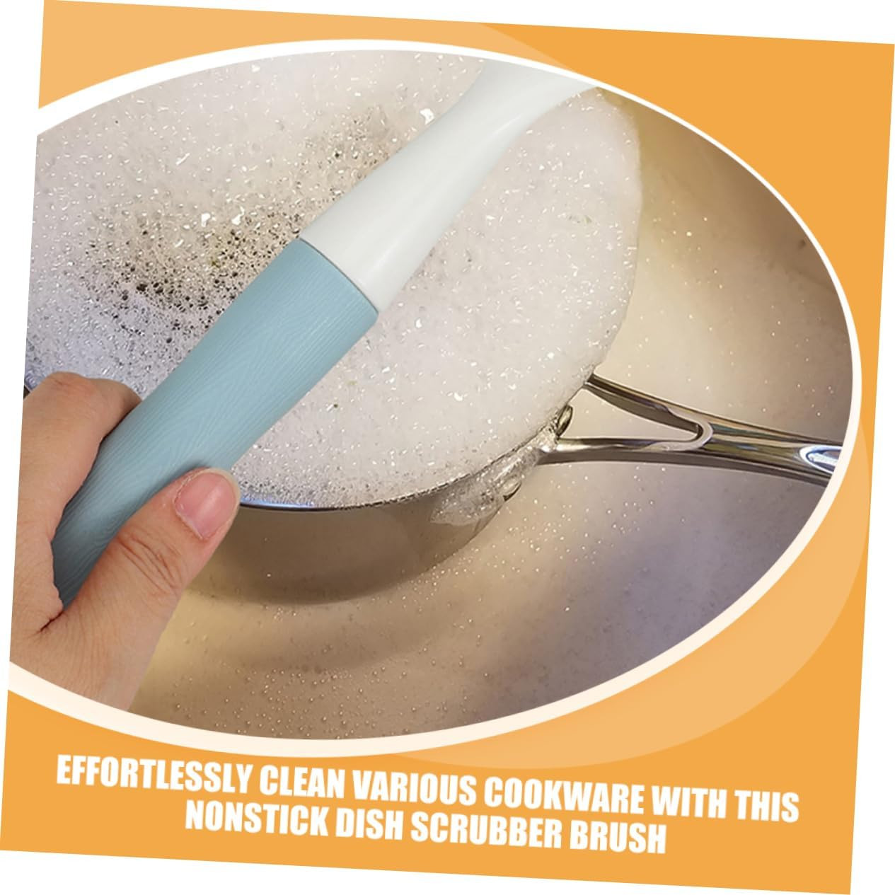 2Pcs Kitchen Brush Non-Stick Silicone Dish Scrubber with Long Handle Durable Pot