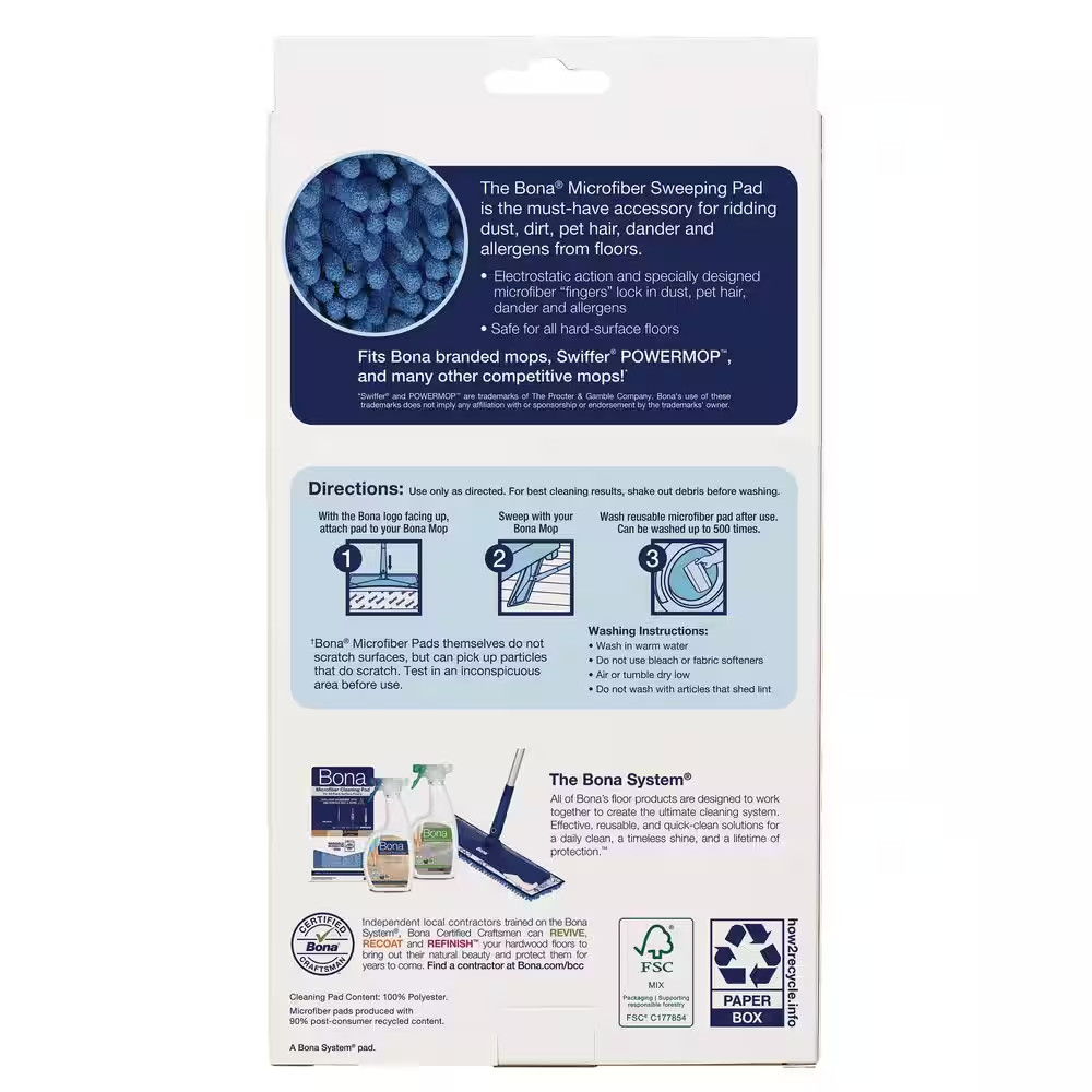 17 In. Microfiber Sweeping Pad for Multi-Surface Floors