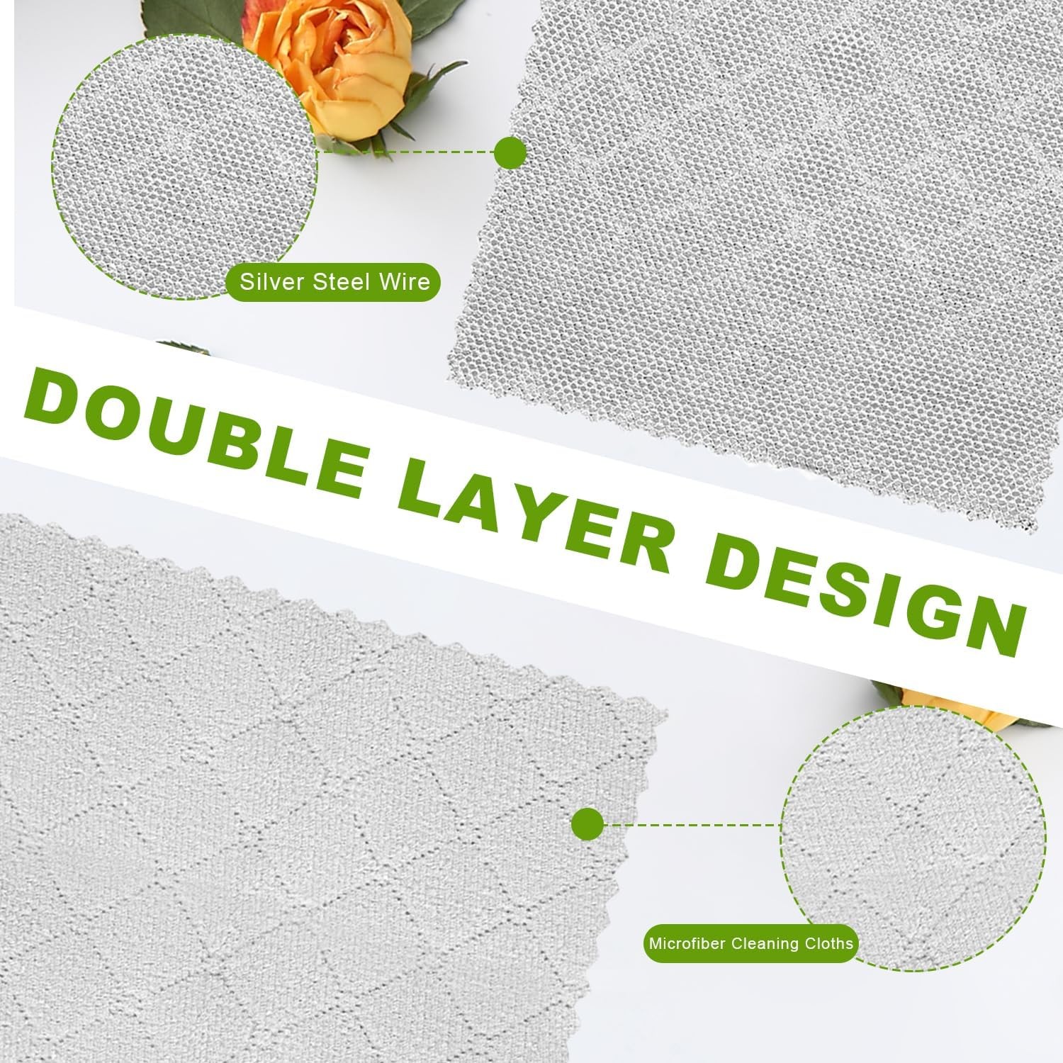 12 Pcs Multipurpose Wire Dishwashing Rag, Upgraded Double-Layer Non-Scratch Wire