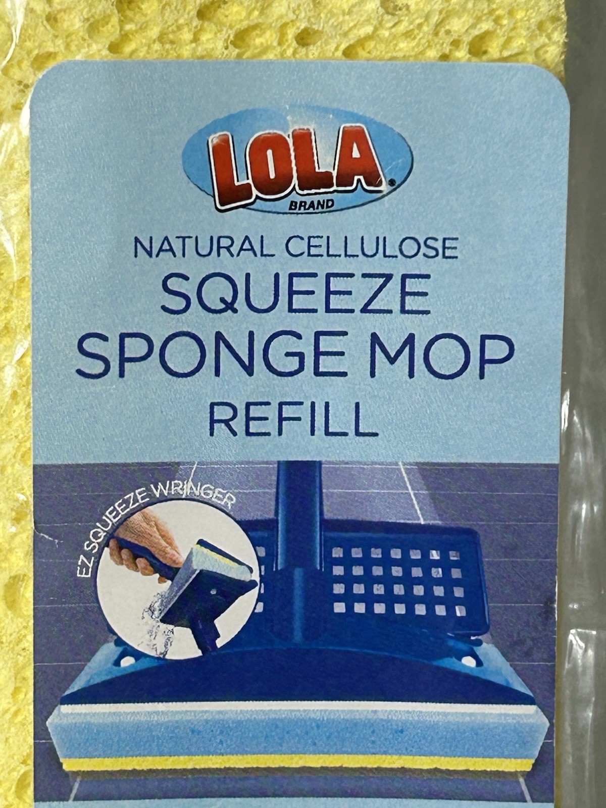 NEW 1 LOLA Natural Cellulose Squeeze Sponge Mop Refill – 9″ Super Absorbent NIP