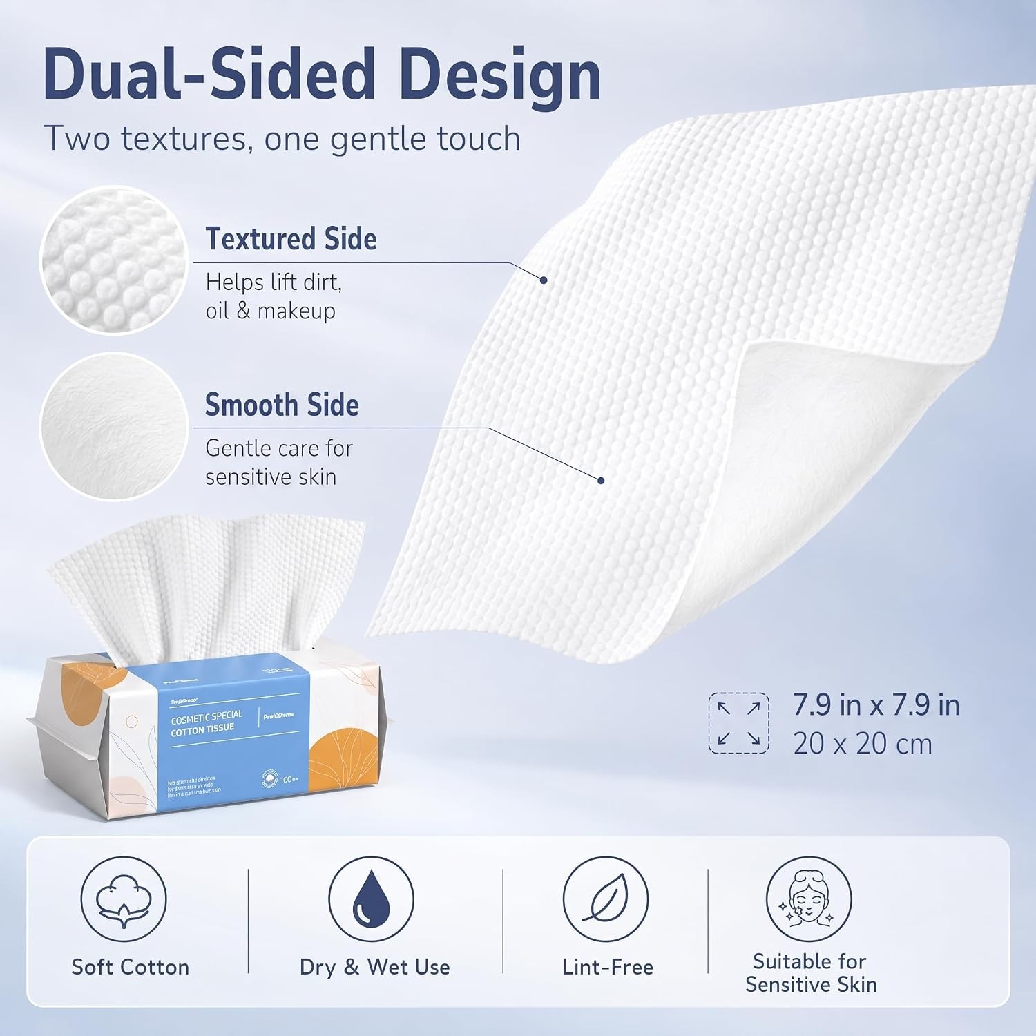 Face Towel Disposable – Ultra Soft Cotton Tissue Dry Wipes – Lint Facial