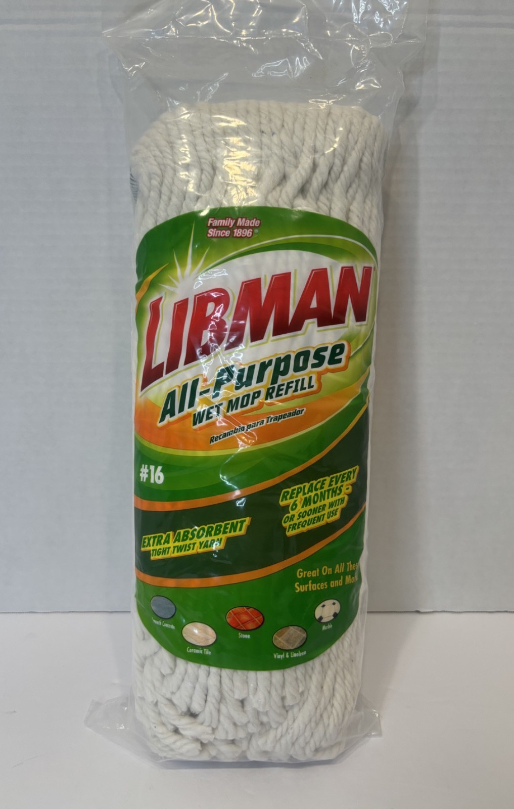 Libman #16 All-Purpose Cotton Blend Wet Mop Refill Extra Absorbent Twisted Yarn