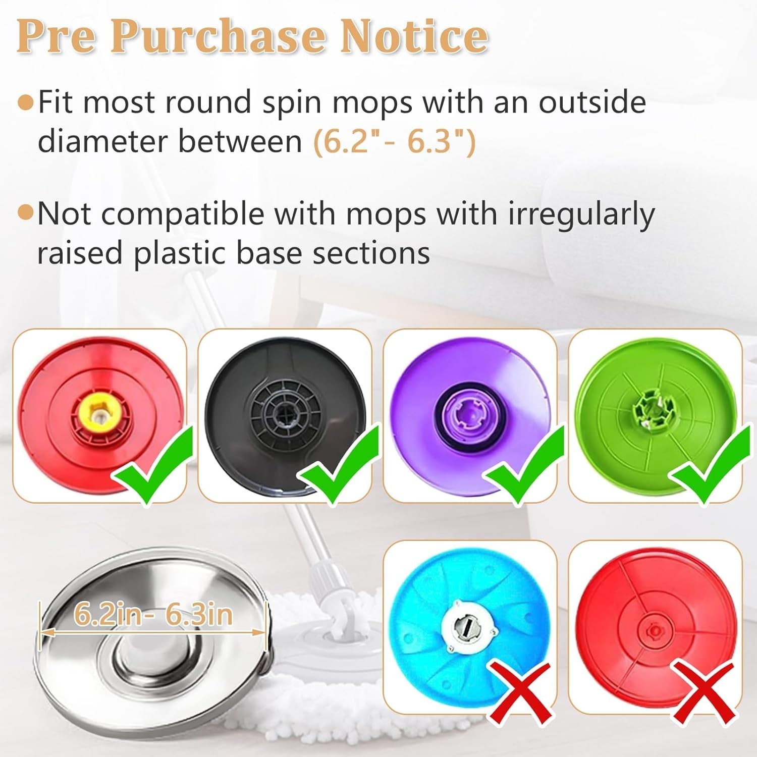 5 Pack Spin Mop Replacement Head for 360° Spin Mop System, Round Shape Standa…