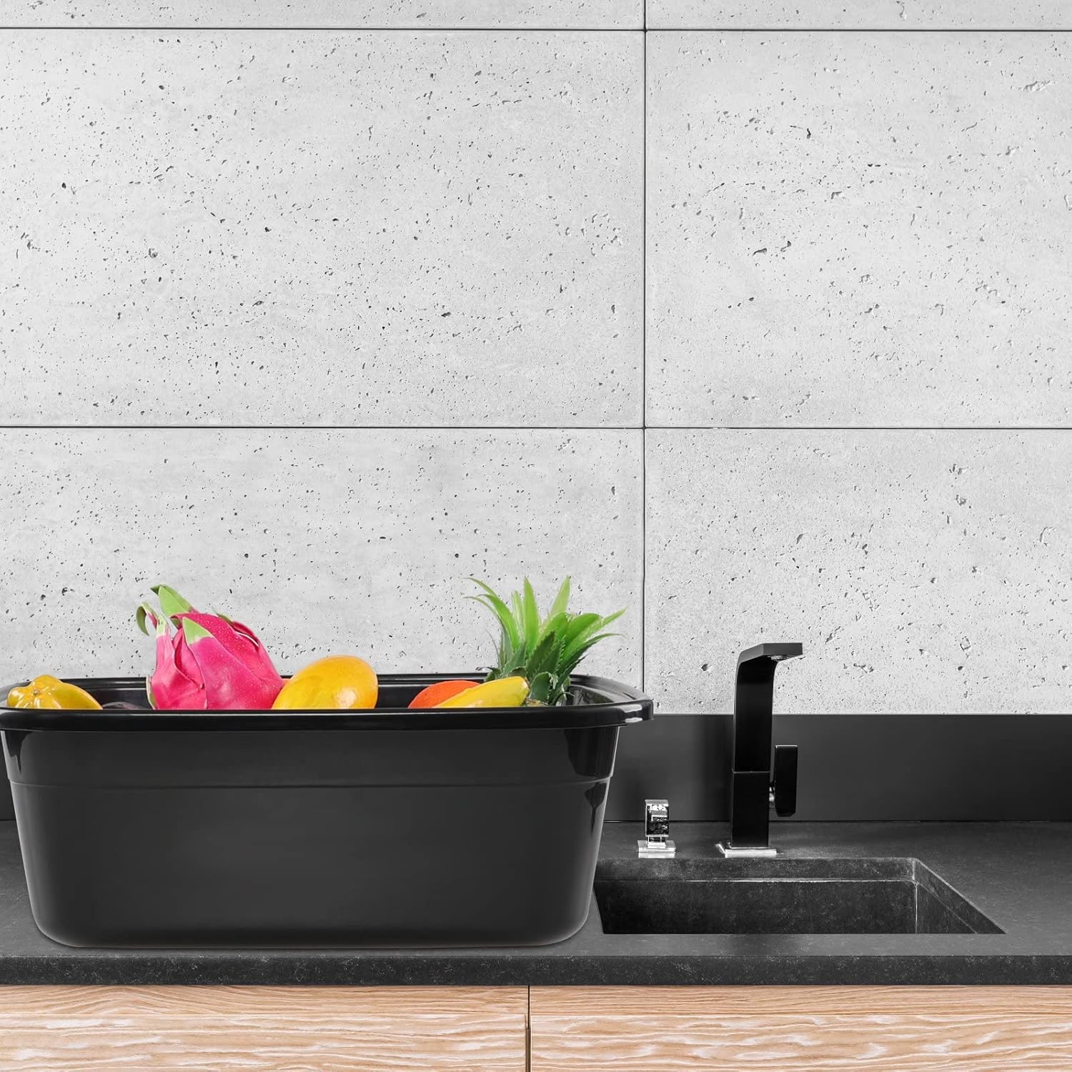 2 Pack 18 Quart Plastic Washing Basin Tub, Black Rectangle Dish Pan