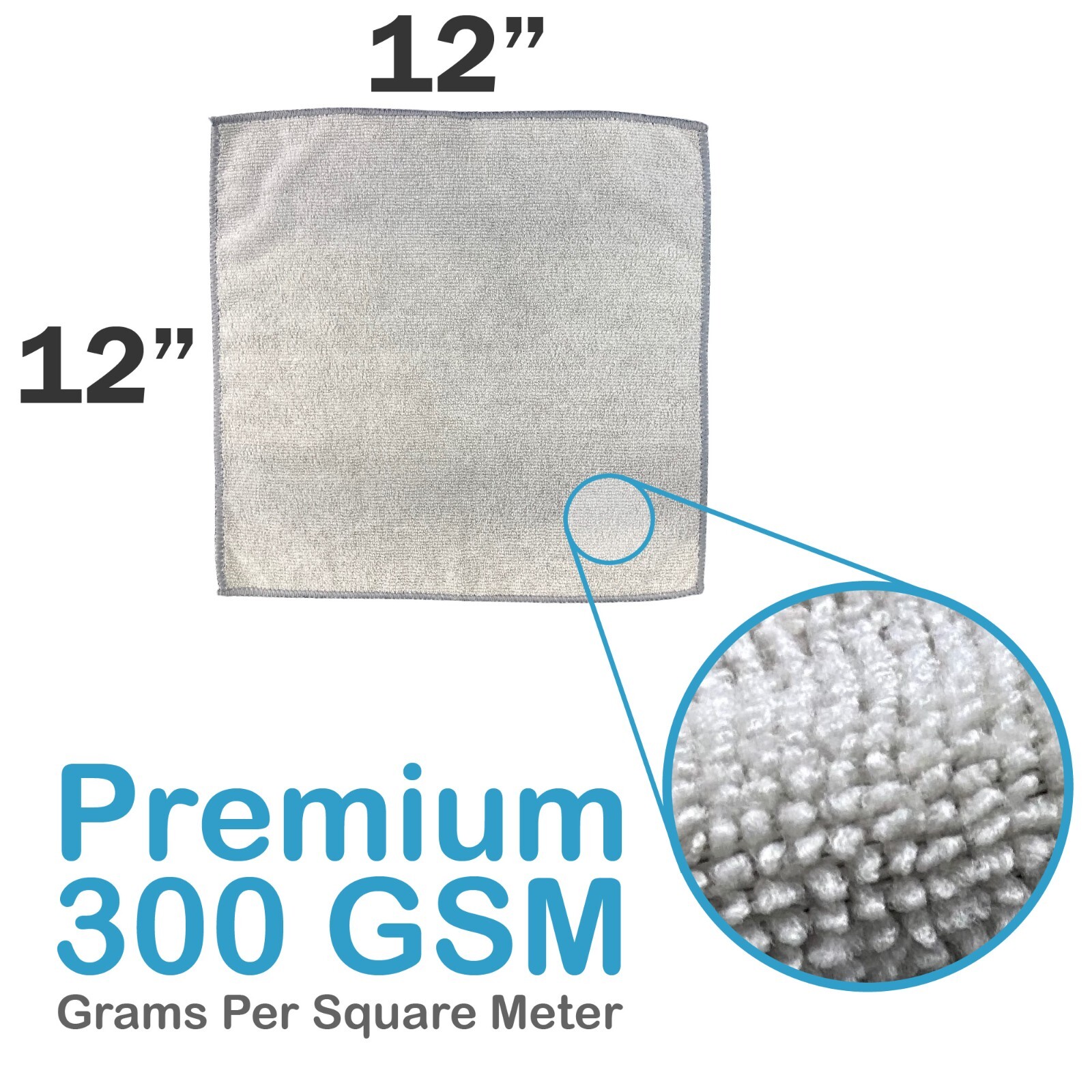 12 pack Antibacterial Silver Shield Microfiber Cloth 12″x12″ 300 GSM Odor Free!