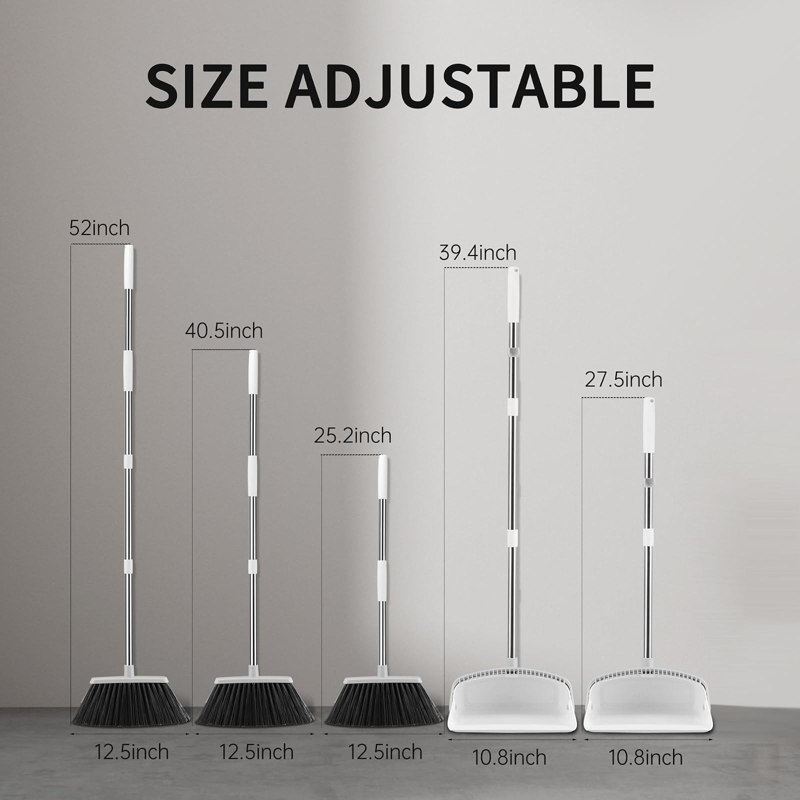OPTTIDI Broom and Dustpan Combo Set for Indoor Outdoor Cleaning