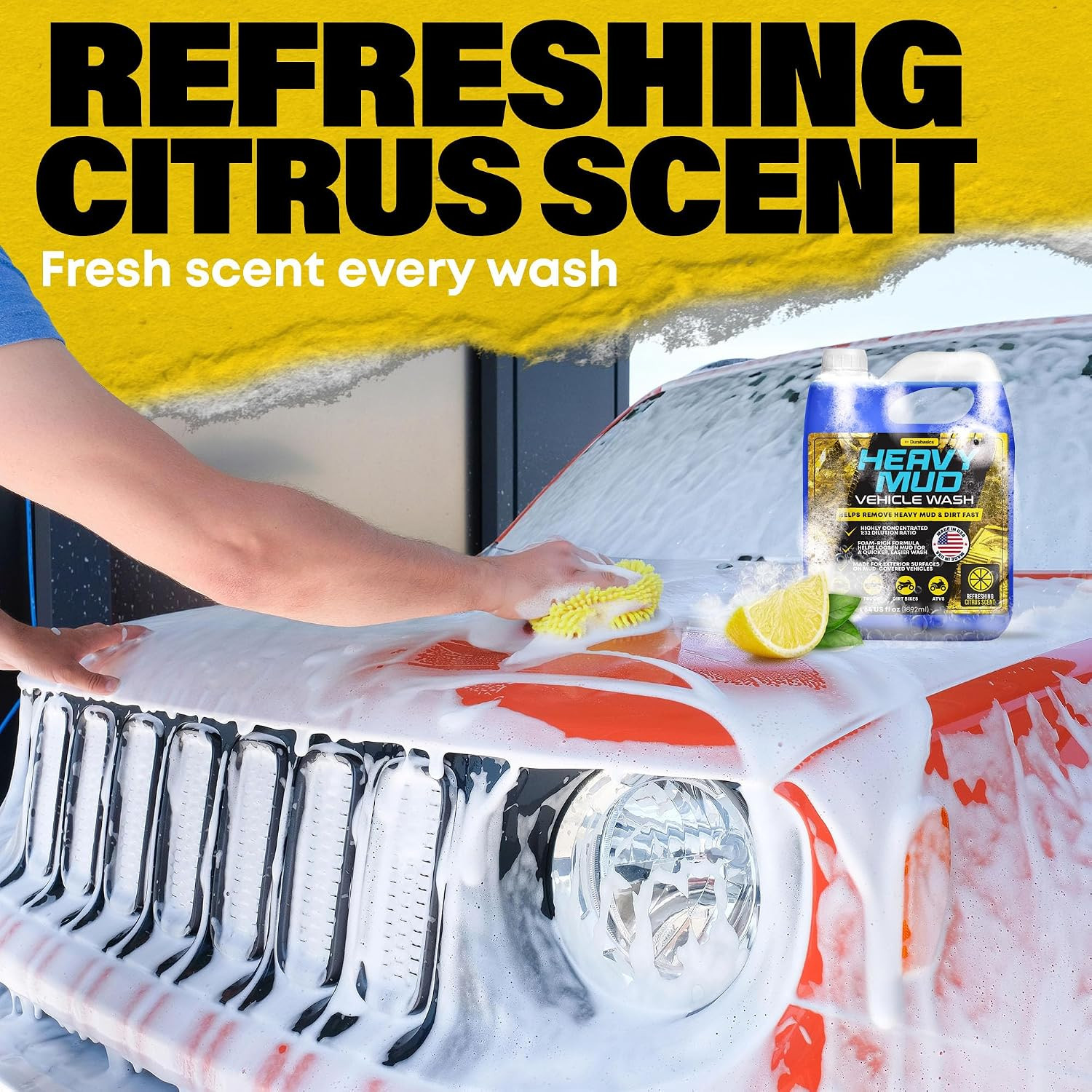 Heavy Mud Wash – Highly Concentrated 1:32 Ratio, Thick Foam Car Wash Soap & ATV