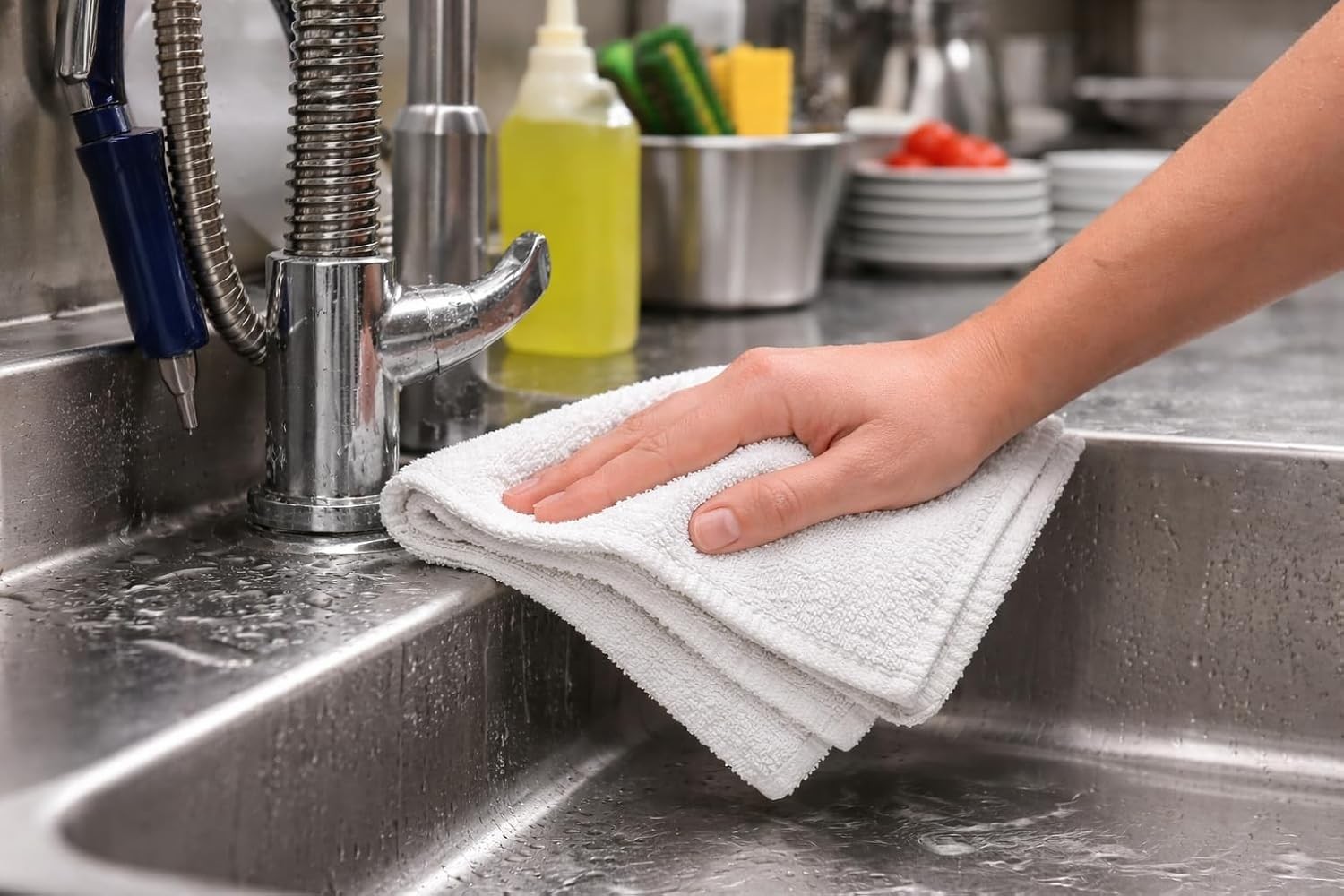 Cleaning Rags 12×12 White – Cotton Blend Reusable Scrubbing Cloths for Kitchen,