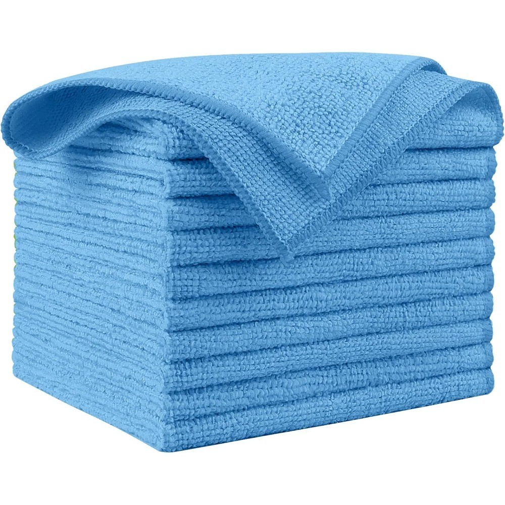 Microfiber Cleaning Cloth Blue 10 Pack Premium Lint Free Towels for Cars SUVs