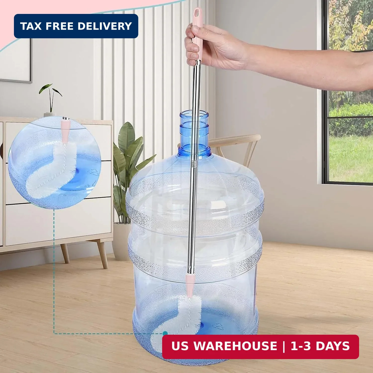 5 Gallon Water jug Cleaning Brush，2 Pack Bucket Brush, Kettle Brush, Cleaning Ex