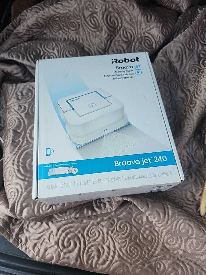 iRobot Braava jet 240 Rechargeable Mopping Robot White Blue with Cleaning Pads