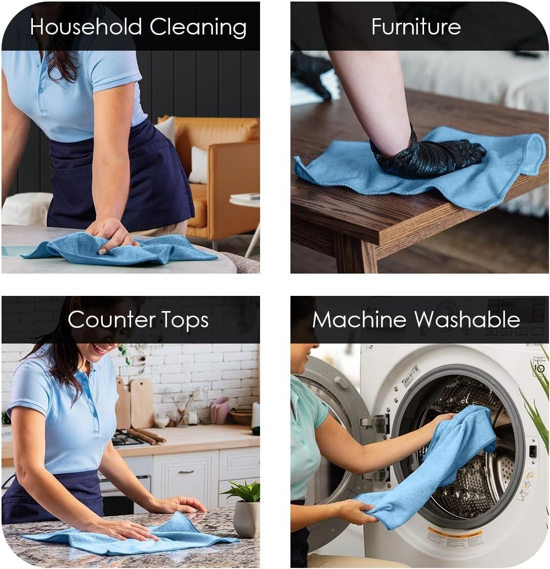 Ultra Soft Microfiber Towels 16×16 – 48 Pack, Perfect for Delicate Surfaces
