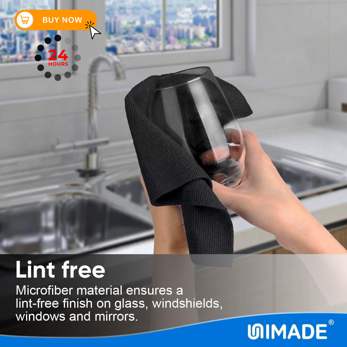 UNIMADE Microfiber Cleaning Cloth, 50 Pack Towels 50PK, Black
