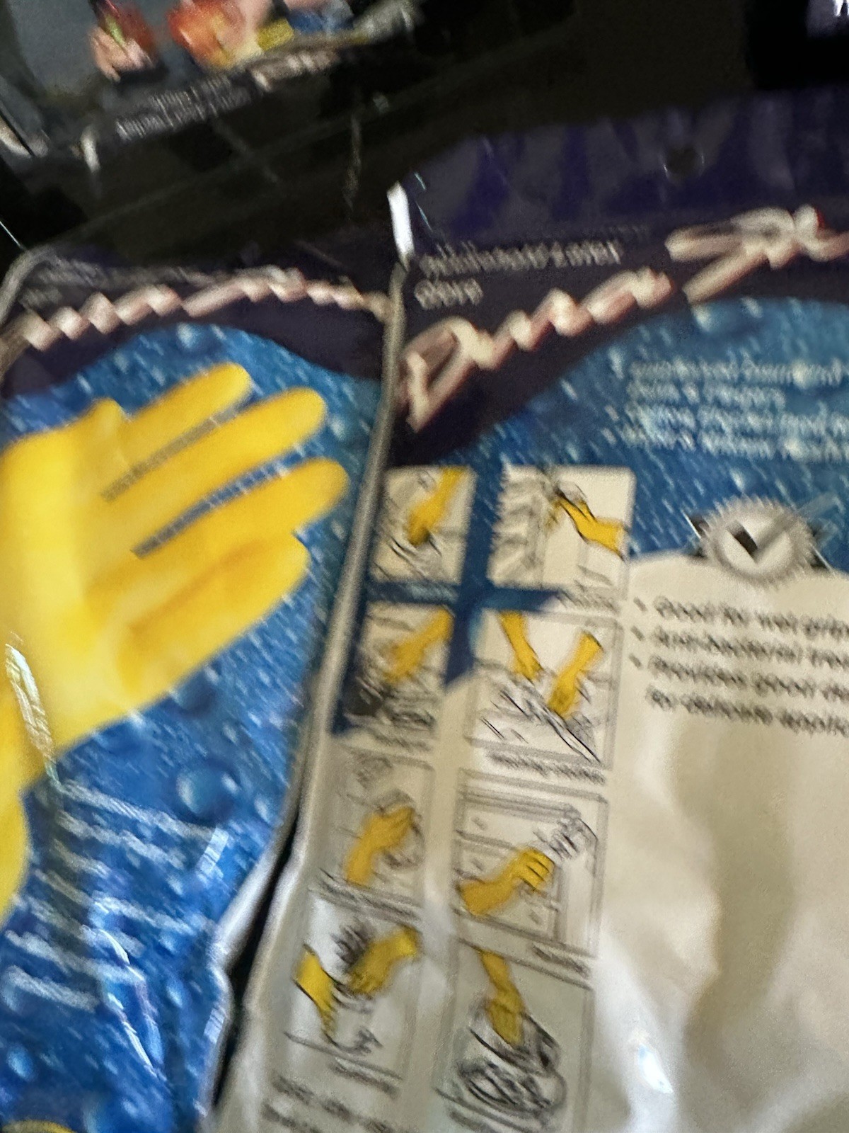 Dura Skin Latex Cleaning Gloves Large Yellow Cotton Flock-Lined Easy Grip
