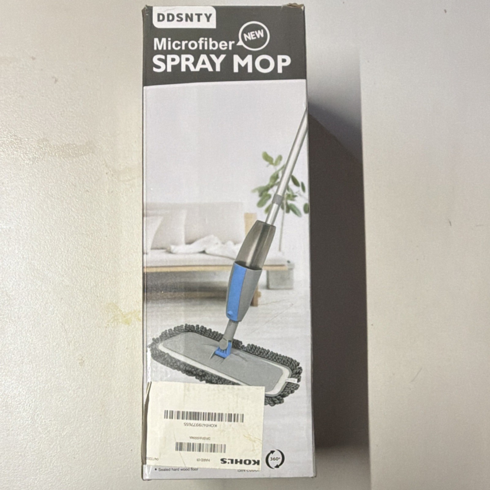 DDSNTY Microfiber Spray Mop Blue Gray Spray Function Easy Grip Handle Metal