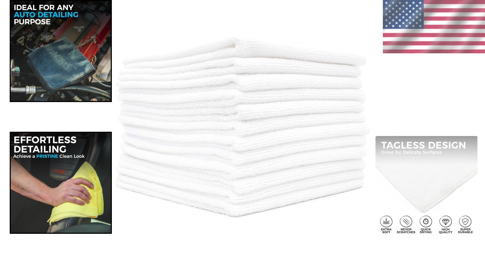 Industrial Grade Microfiber Towels 16×16 White 12-Pack