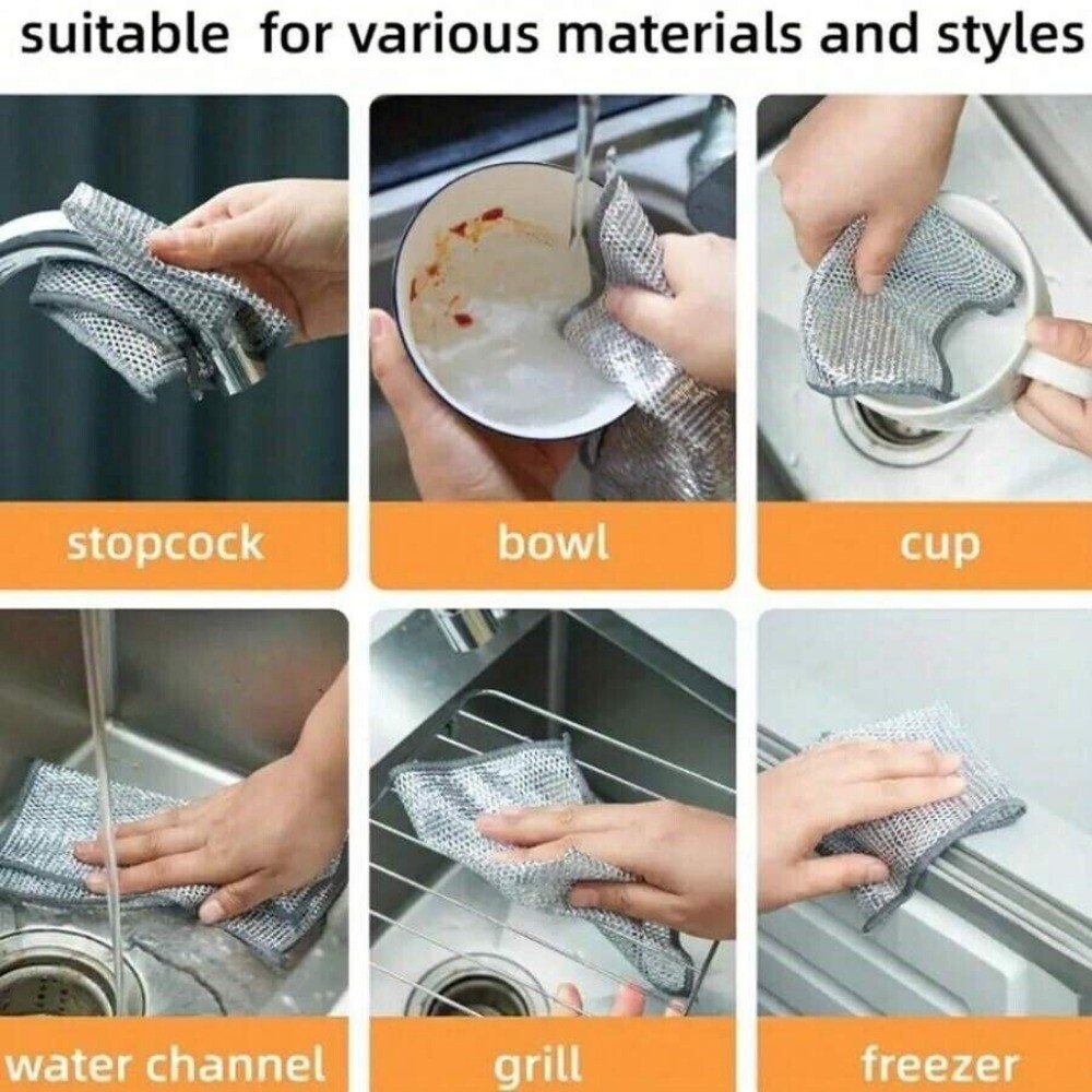 10 Pieces Dishwashing Cloth Premium Metal Wire Multipurpose Dishwashing Cleaning
