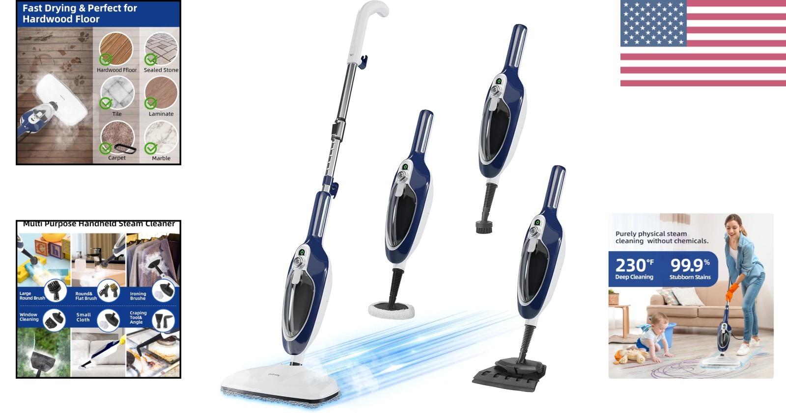 Steam Mop – 10-in-1 Floor Steamer MultiPurpose Steam Cleaner | Detachable Han…