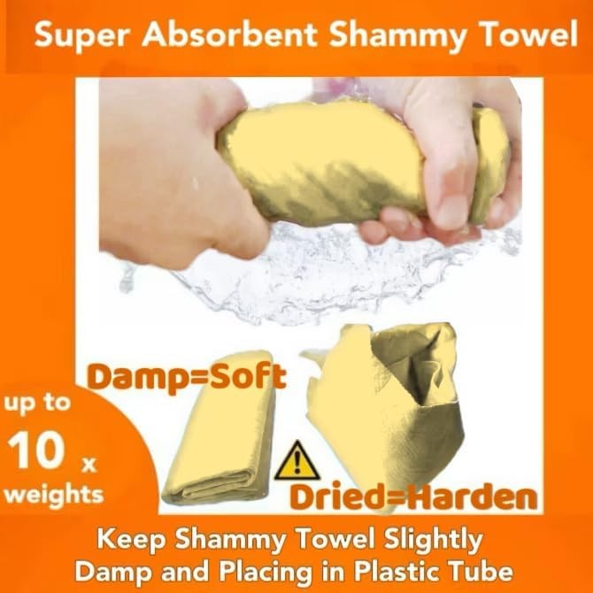 Premium Shammy Cloth for Car Drying – 2pk(26”x17”) – Super 2 Pack, Yellow