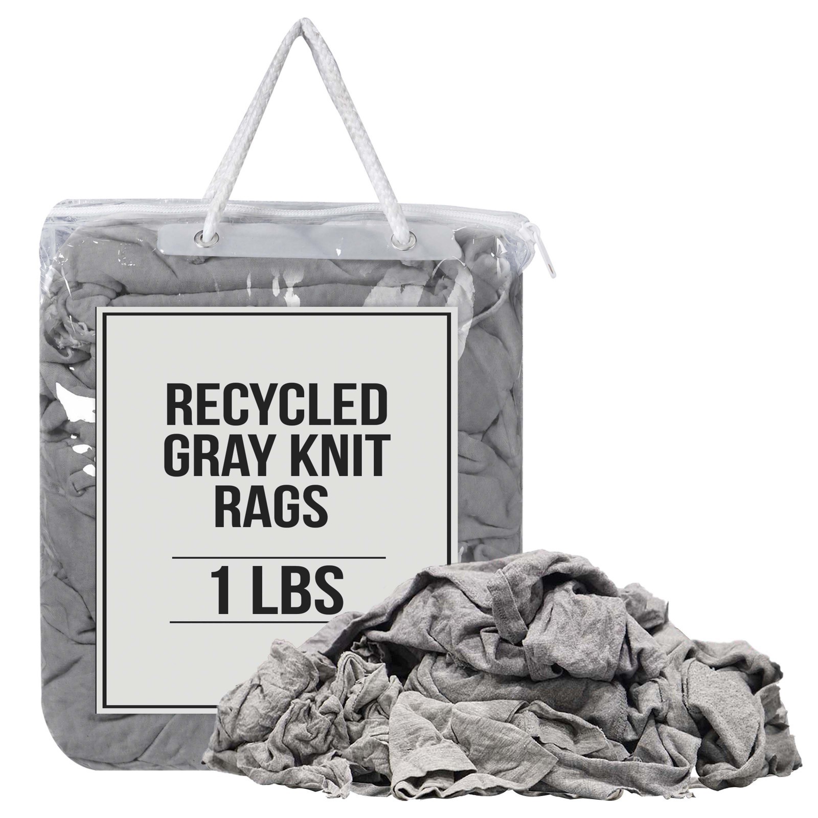 Gray Knit T-Shirt Rags Bulk Cotton Shop Rags Multipurpose Cleaning Wipers – Bags