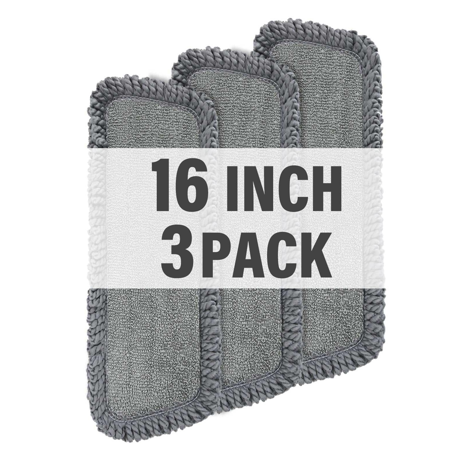 16.5 inch Mop Pads Refills, 3 Pack Microfiber 16 Inch, 16″grey Rolled*3