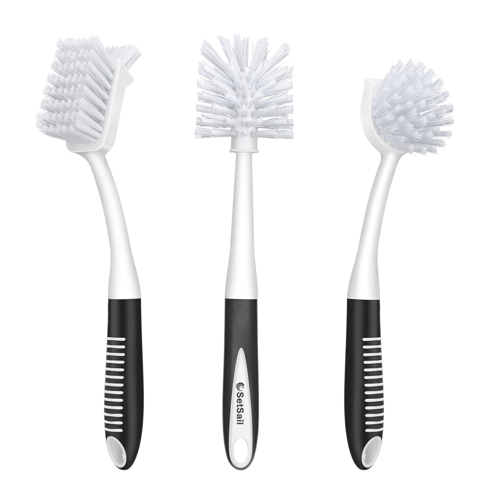 SetSail Dish Brush Set of 3 with Bottle Brush Dish Scrub Brush with Long Handle
