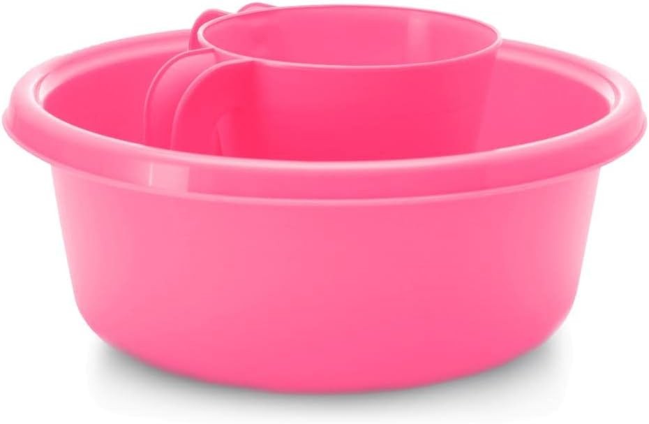 YBM HOME Square Plastic Wash Cup & Wash Basin Set, Long-Lasting, for Ritual Hand