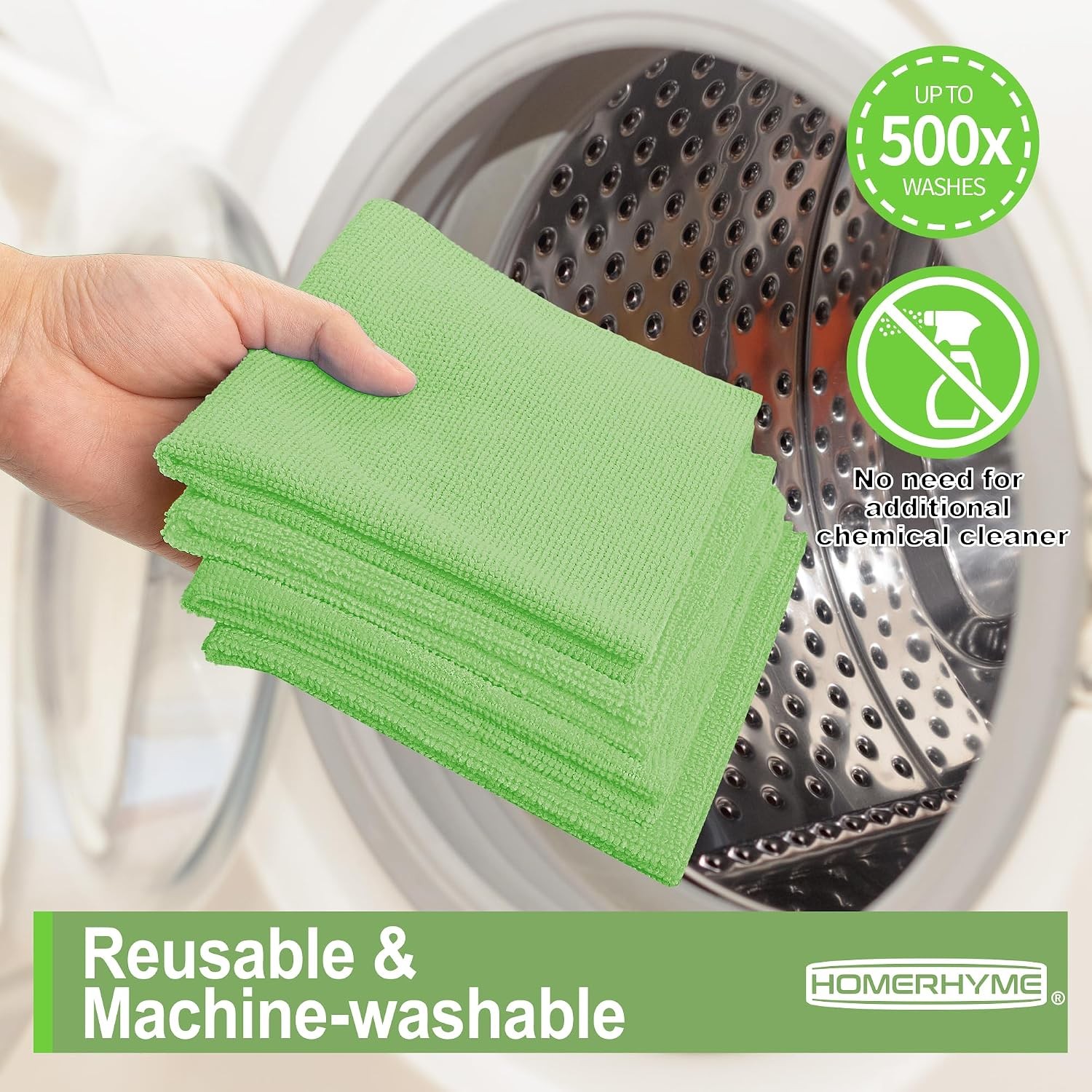 Microfiber Cleaning Cloth, 12 Pack Green Cleaning Rags,12″ X 11″ Lint Dish