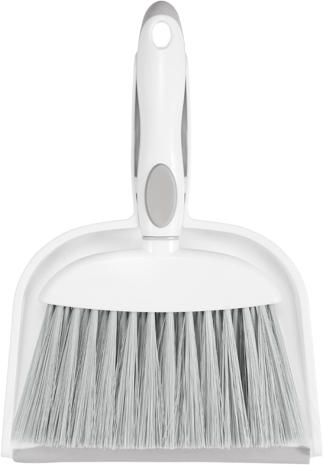 NACENA Small Dust Pan and Brush Set, Mini Broom 1-Pack, Grey White
