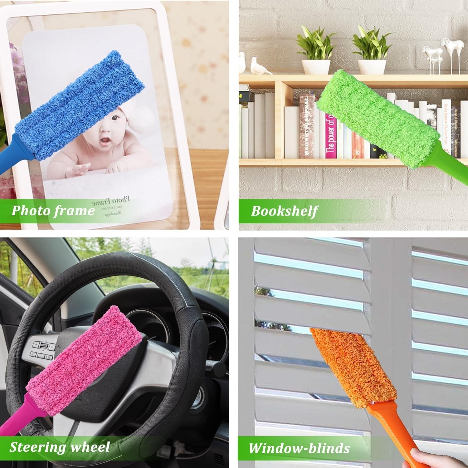 4 Pack 15 inch Reuseable Microfiber Feather Duster Blind Duster Gap Duster