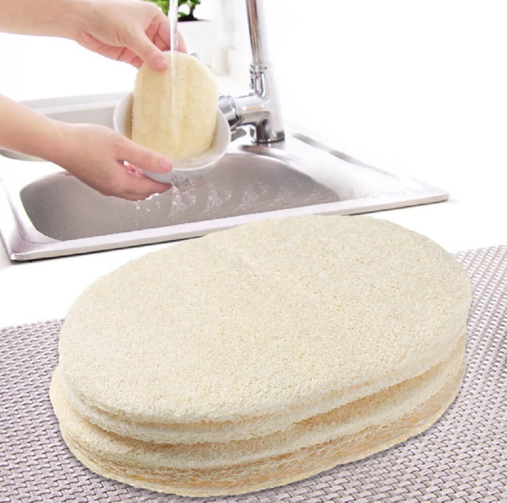4 Eco-Friendly Natural Loofah Kitchen Sponges – Biodegradable Dishwashing Sponge
