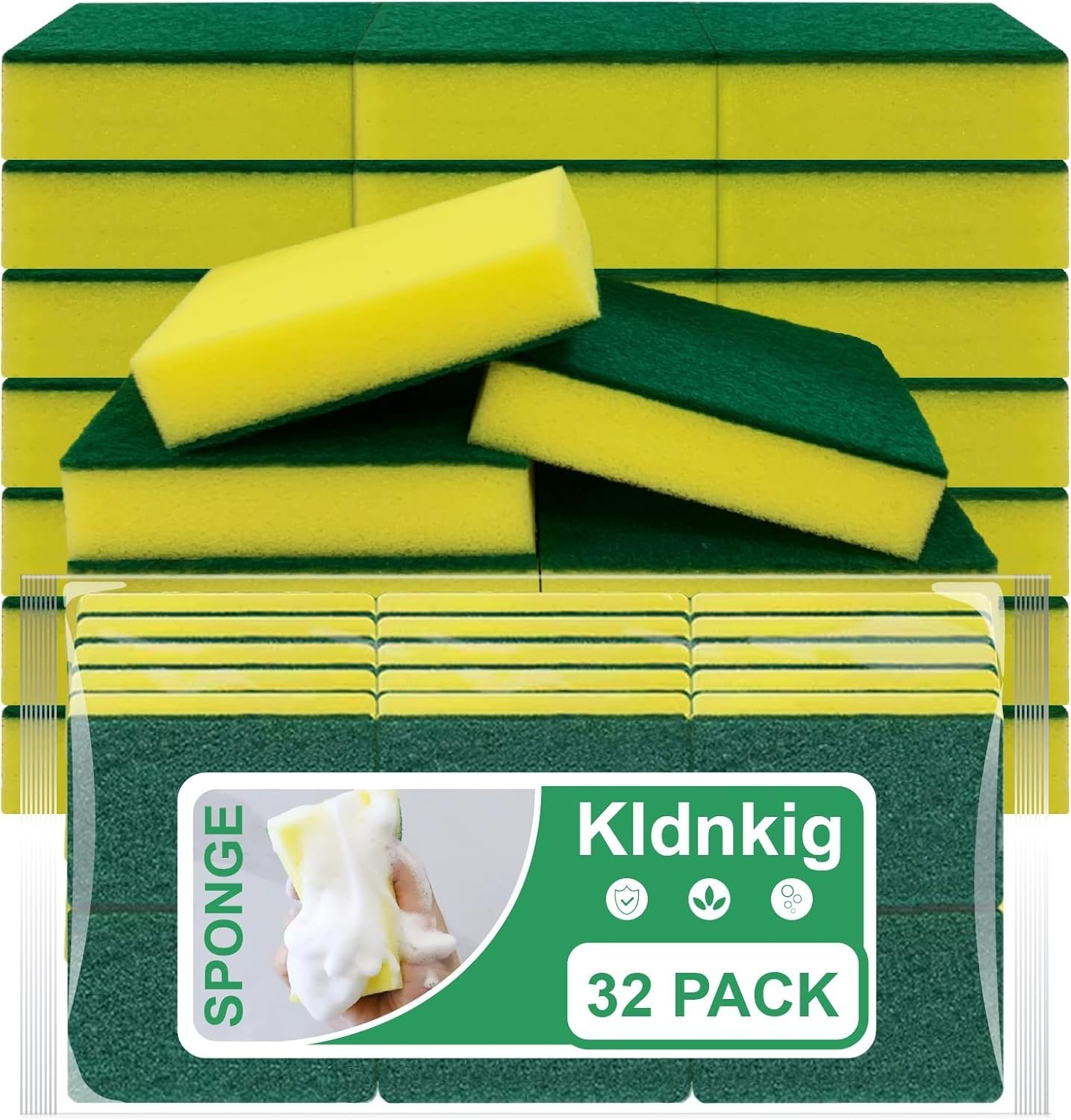 Eco-Friendly Dual-Sided Cleaning Sponges – 32 Pack for Effortless Dishwashing