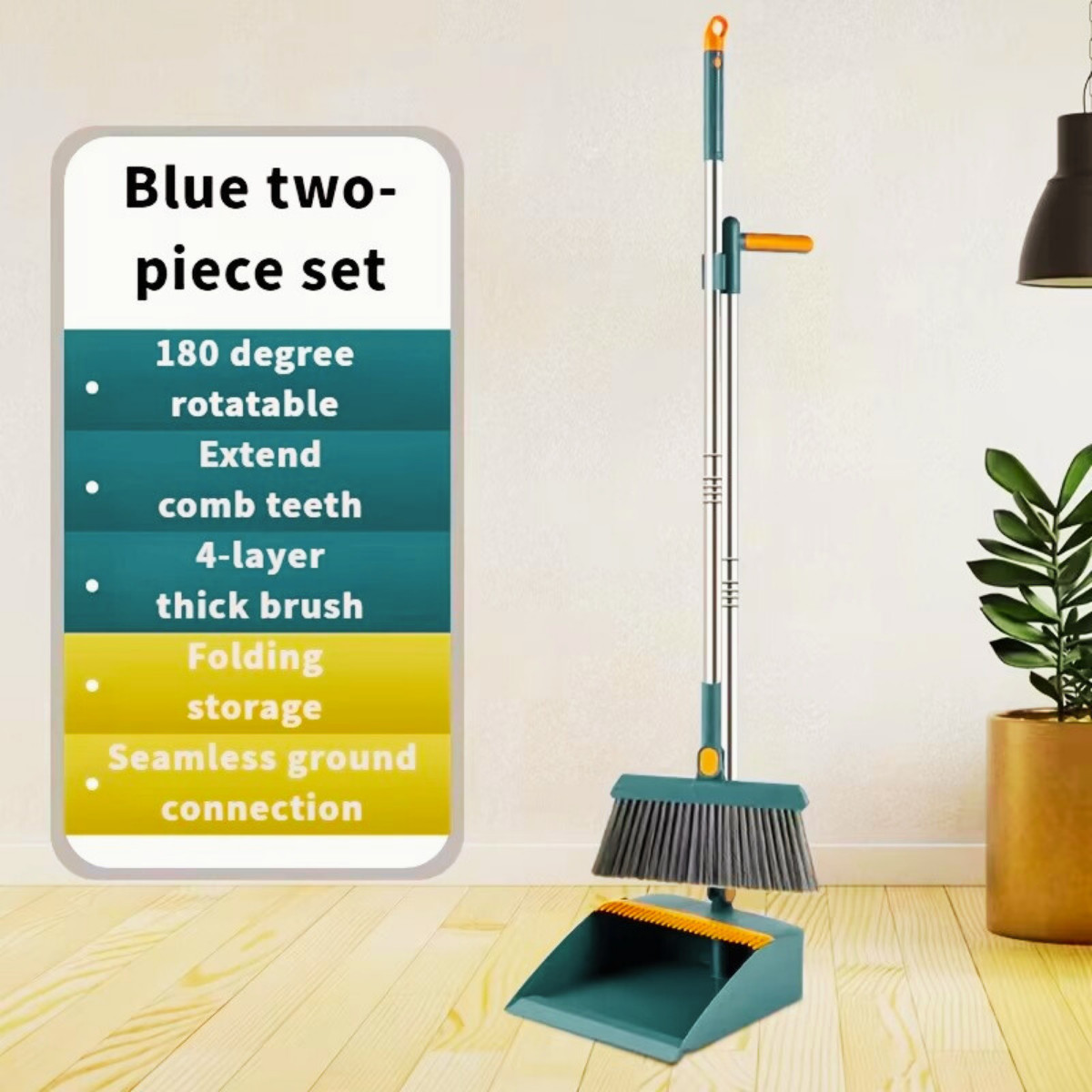 Broom Folding Dustpan Set Combination Household Broom Wiper Blade Hair Sweeping
