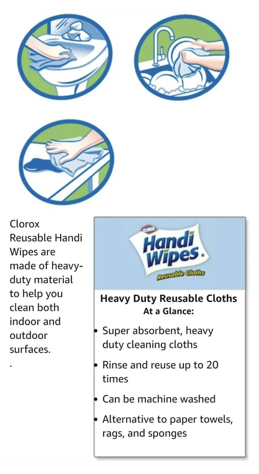 HEAVY DUTY HANDY CLOTHS ABSORBENT MULTIPURPOSE CLEANING TOWELS 6 PKS Wipes