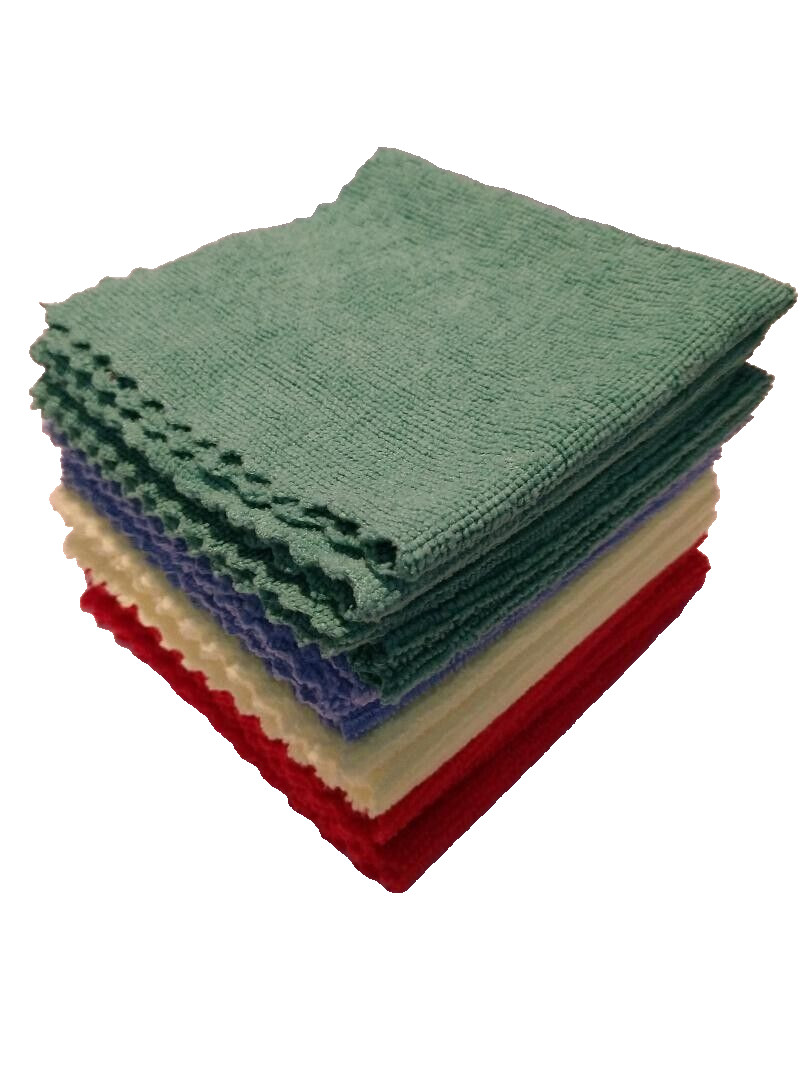 12 Pack Microfiber Right Rags 3 Blue – 3 Red – 3 Yellow – 3 Green – ( 12 Pack)