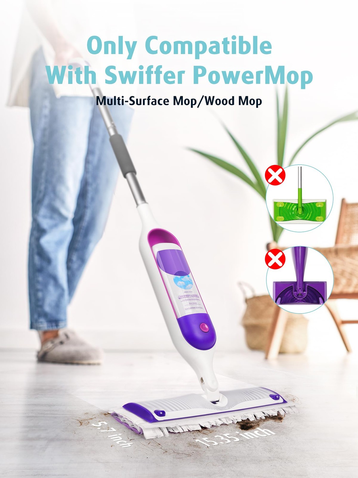 AIR U 24 Pack Disposable Power Mop Pads Refills for Swiffer Power Mop Unscented