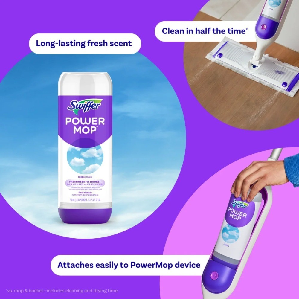 Power Mop Refill Solution for Tile Vinyl Laminate Wood Floors Fresh Scent 50.6oz