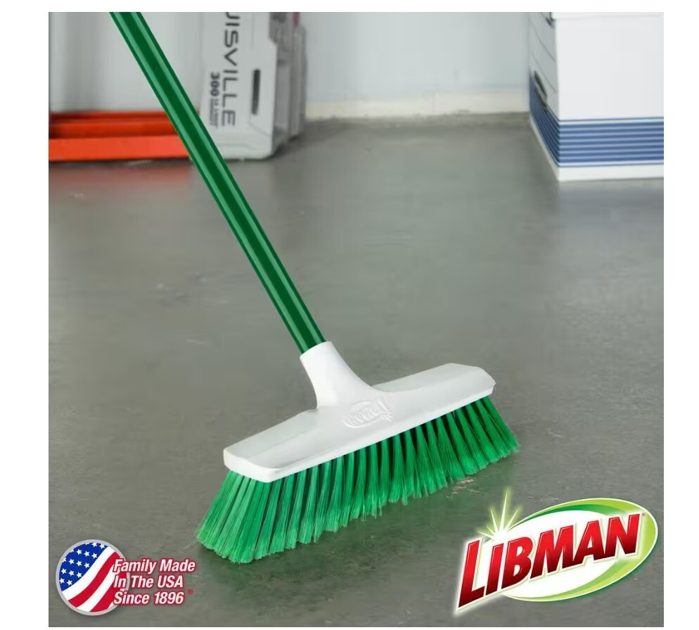 Libman 13 in. Smooth Surface Push Broom with 51 in. Steel Handle, Pack of 2