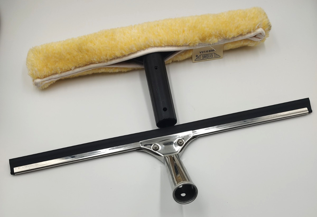 ETTORE Window Washing Plastic T-Bar w/microfiber sleeve head 15″ & 17″ squeegee