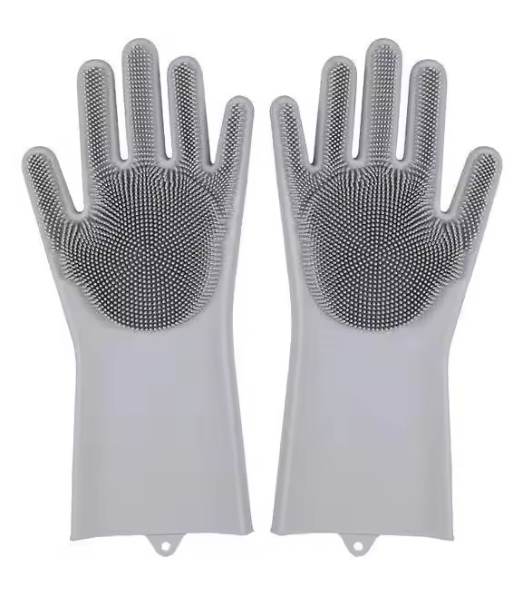 Magic Silicone Dishwashing Gloves Rubber Scrubber Gloves Kitchen Cleaning Tools