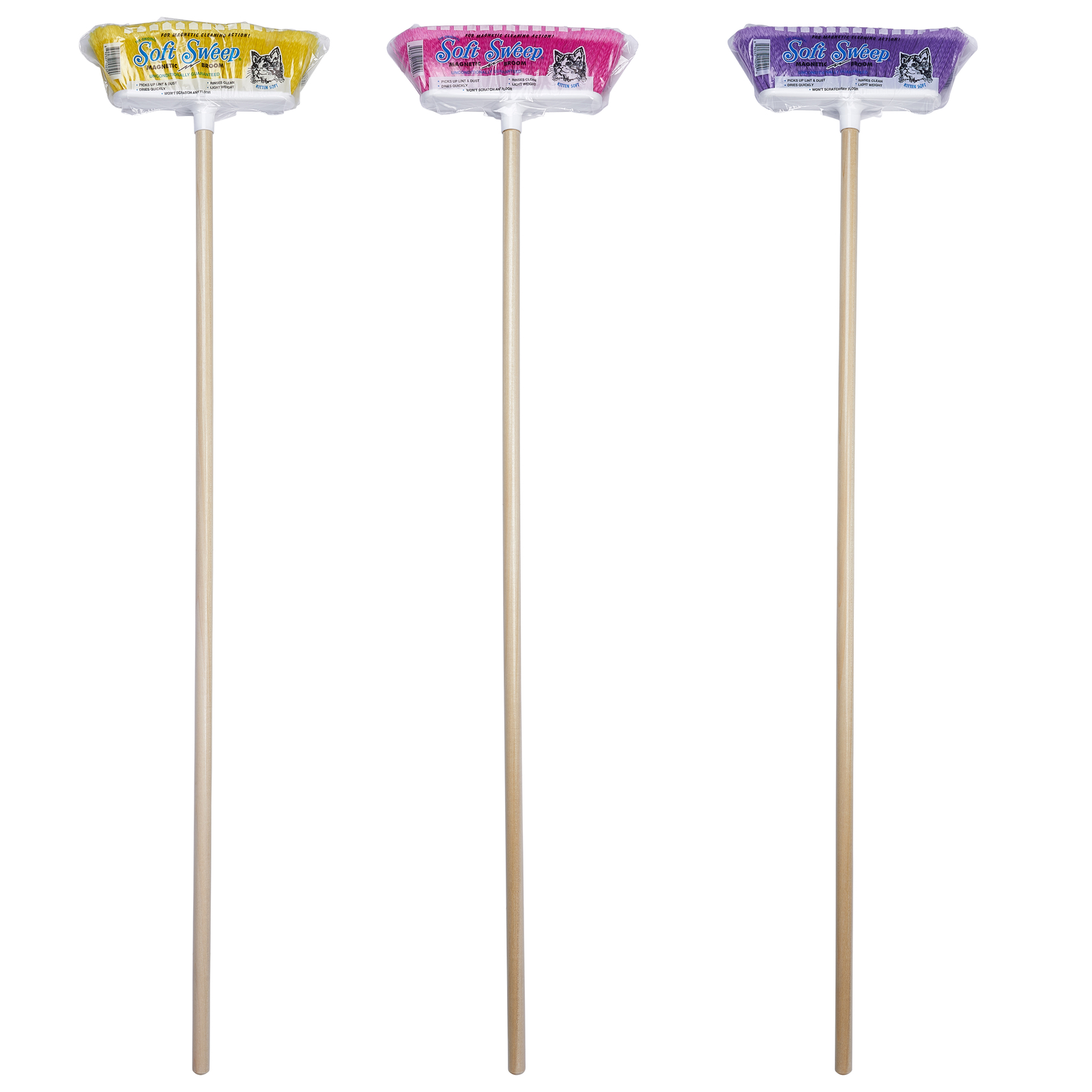 The Original Soft Sweep Magnetic Action Broom Assorted Colors with Natural