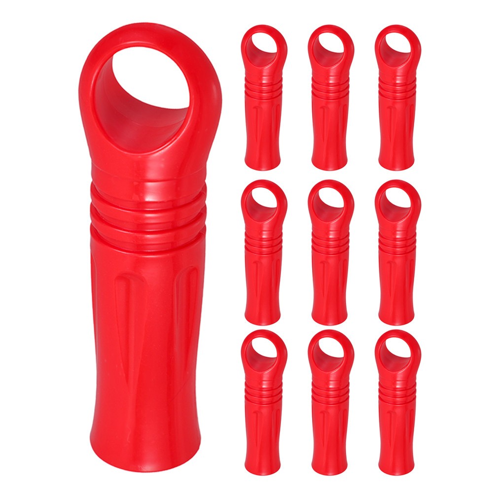 10Pcs Plastic Mop Handle Replacement Grip Red Durable Sleeve Caps