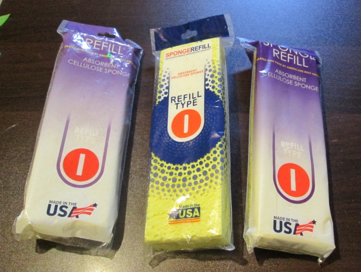 Sponge Butterfly Mop Refill Type I Absorbent Cellulose Sponge -Lot of 3 NEW