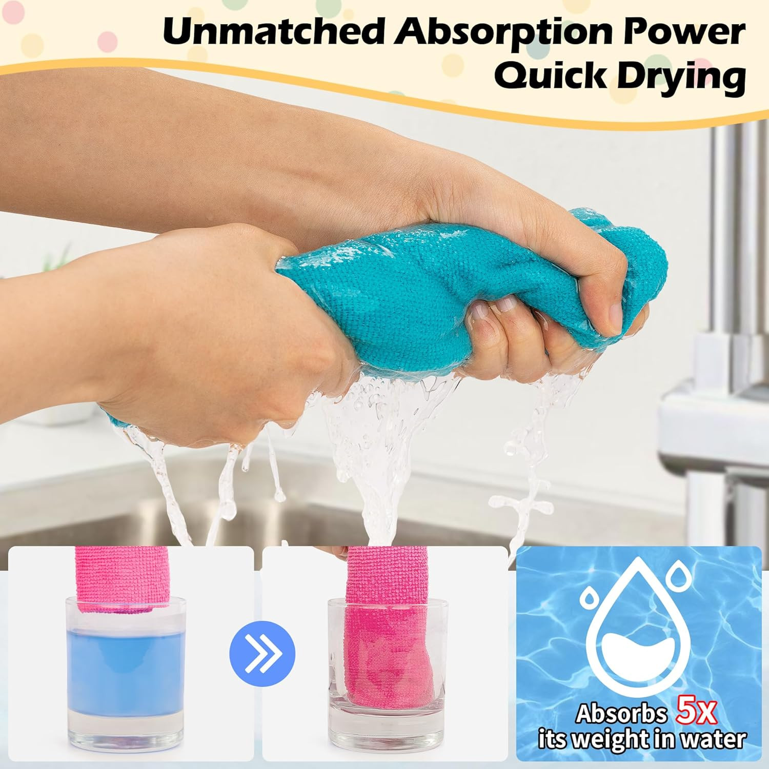 Microfiber Cleaning Cloth, 20 Pack Cleaning Rags, Cleaning Towels