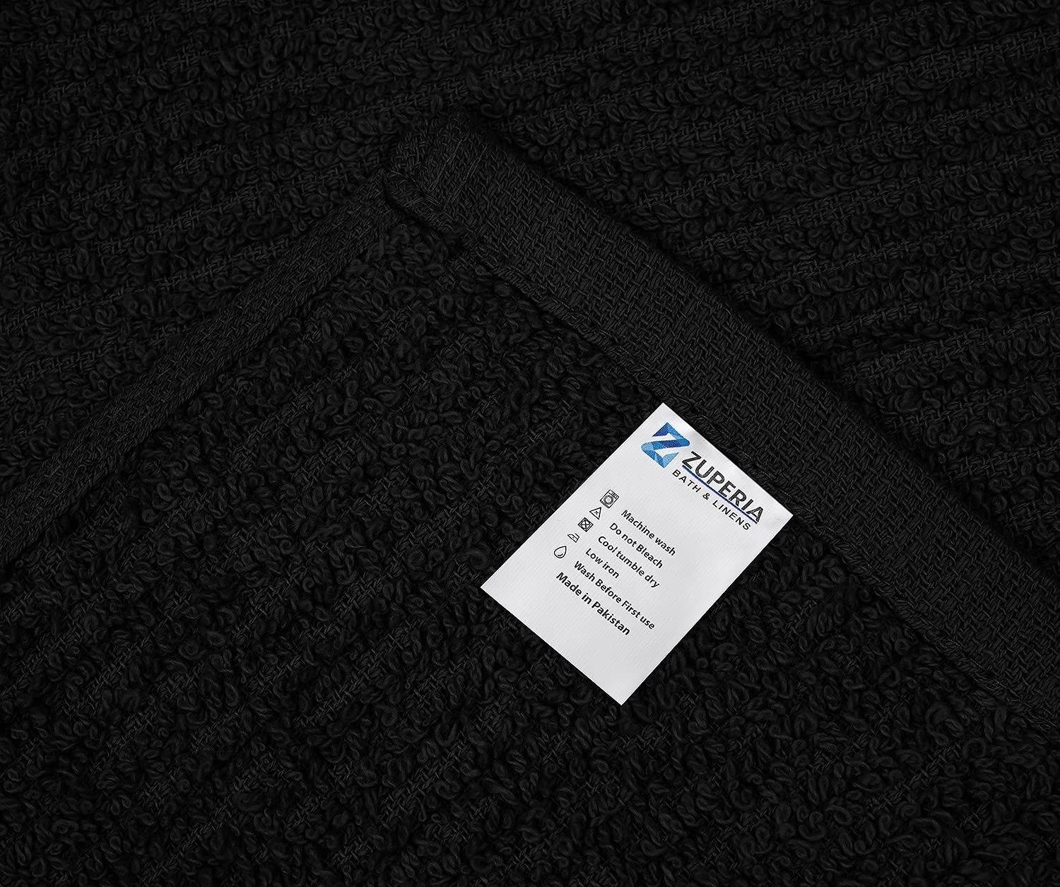ZUPERIA Bar Mop Kitchen Towels – Pack of 12 (16″x19”) 12 16″x19″, Black