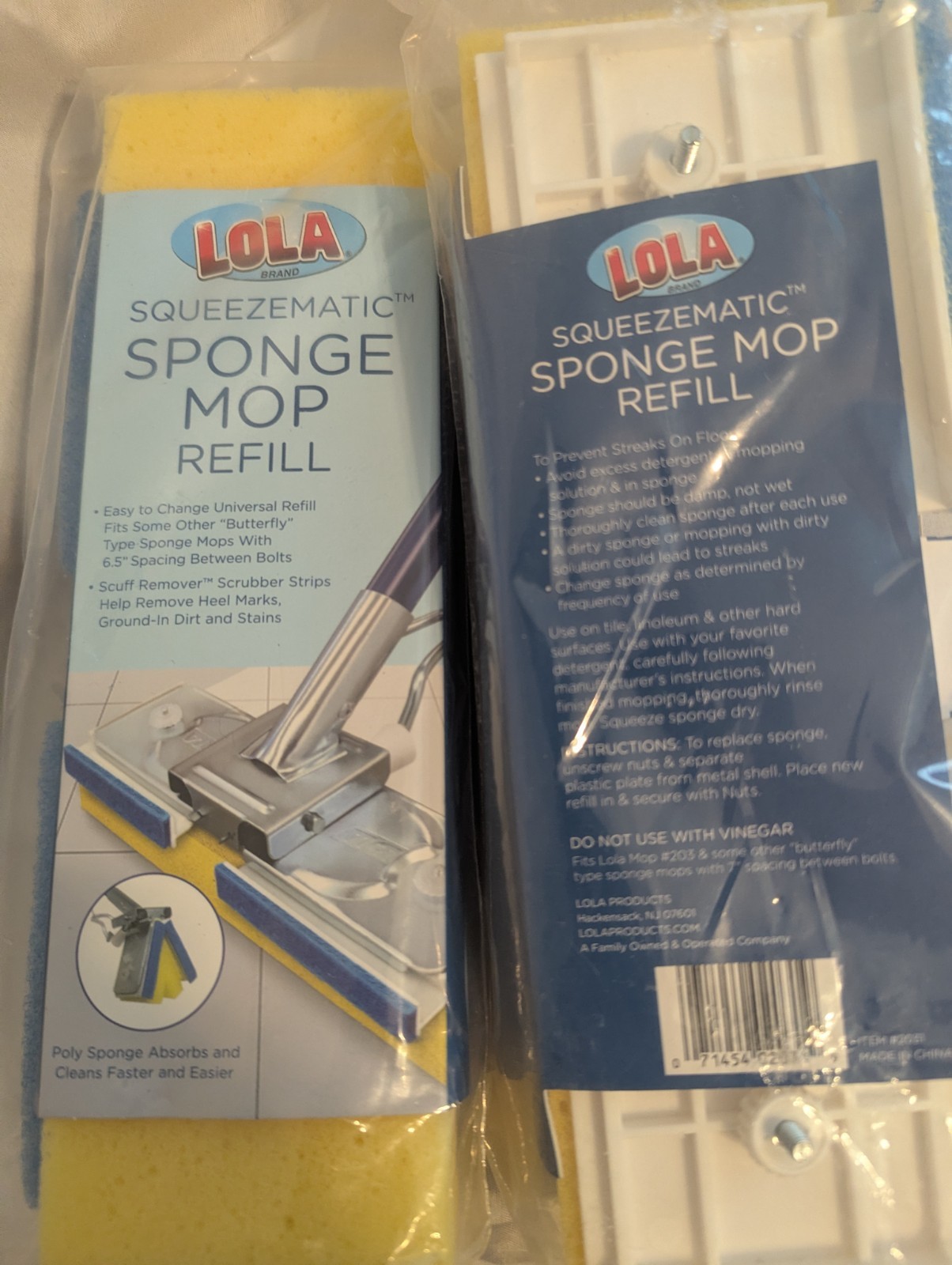 LOLA Squeeze Matic Butterfly Sponge Mop Refill, 9″, (2 Pack) Replacement Head